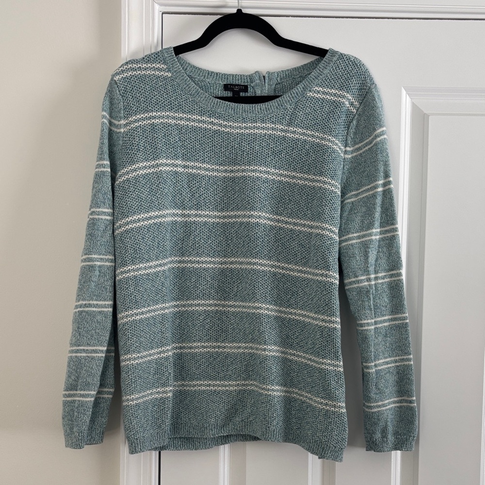 Talbots Blue and White Knit Sweater